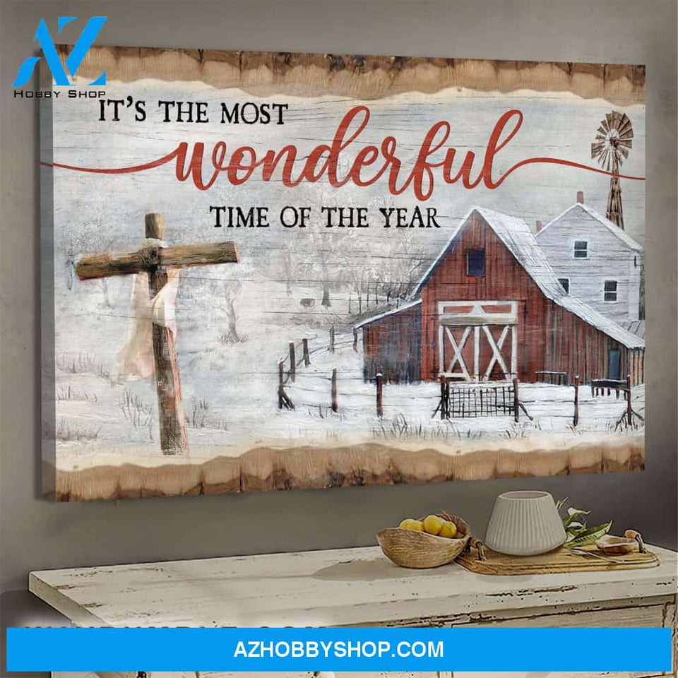 Jesus - Winter Farm - It's the most wonderful time of the year - Landscape Canvas Prints, Wall Art