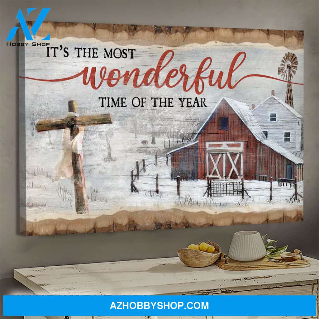 Jesus - Winter Farm - It's the most wonderful time of the year - Landscape Canvas Prints, Wall Art