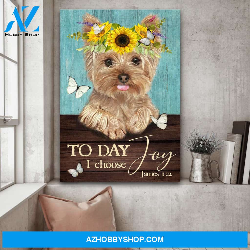 Jesus - York shire on warm green background - Today I choose joy - Portrait Canvas Prints, Wall Art
