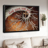 Abstract tree roots, Wooden cross painting, Bible verses, God says you are - Jesus Landscape Canvas Prints, Home Decor Wall Art