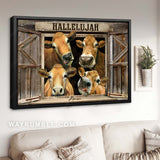Abstract farm cow, Funny cow painting, Rustic country farmhouse, Hallelujah - Jesus Landscape Canvas Prints, Home Decor Wall Art
