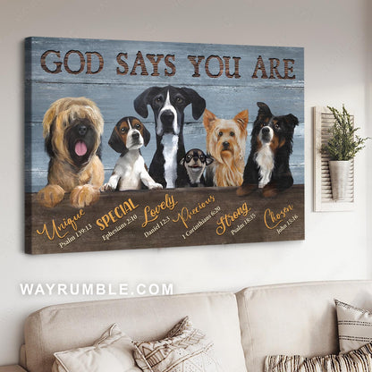 Cute dogs, Abstract pet drawing, Dog lover, Bible verses, God says you are - Jesus Landscape Canvas Prints, Home Decor Wall Art