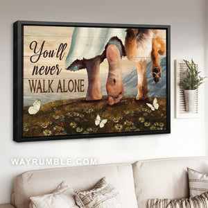 German Shepherd, Dog lover, White butterfly, Daisy field, You'll never walk alone - Jesus Landscape Canvas Prints, Christian Wall Art