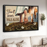 German Shepherd, Dog lover, White butterfly, Daisy field, You'll never walk alone - Jesus Landscape Canvas Prints, Christian Wall Art