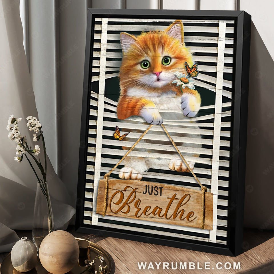 Cat painting, Orange cat, Monarch butterfly, Inspirational drawing, Just breathe - Jesus Portrait Canvas Prints, Home Decor Wall Art