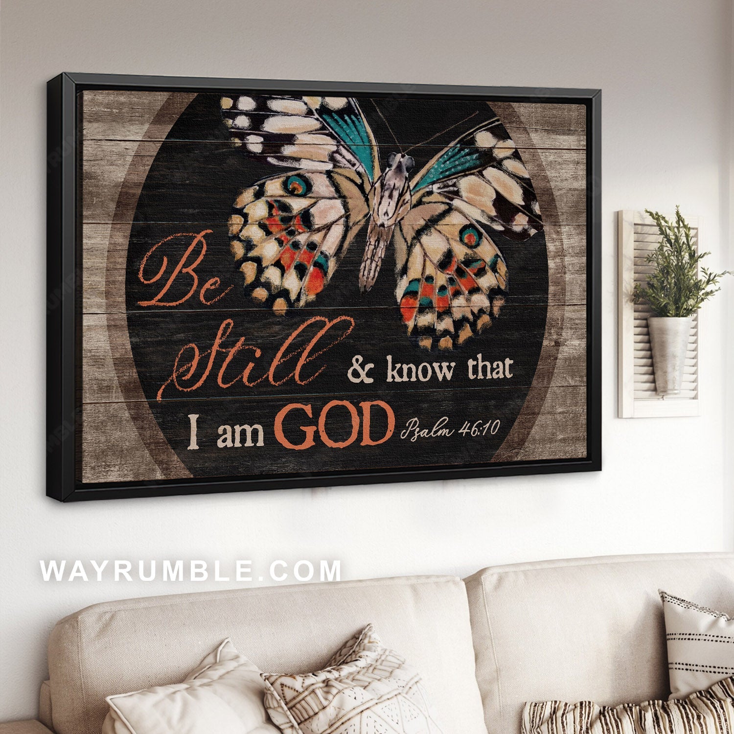 Watercolor butterfly, Abstract painting, Bible verse, Be still & know that I am God - Jesus Landscape Canvas Prints, Home Decor Wall Art