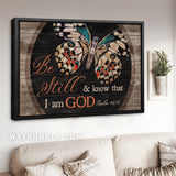 Watercolor butterfly, Abstract painting, Bible verse, Be still & know that I am God - Jesus Landscape Canvas Prints, Home Decor Wall Art