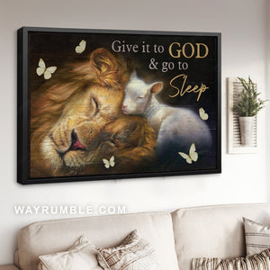 Lion of Judah, Lamb of God, Inspirational painting, Give it to God and go to sleep - Jesus Landscape Canvas Prints, Home Decor Wall Art