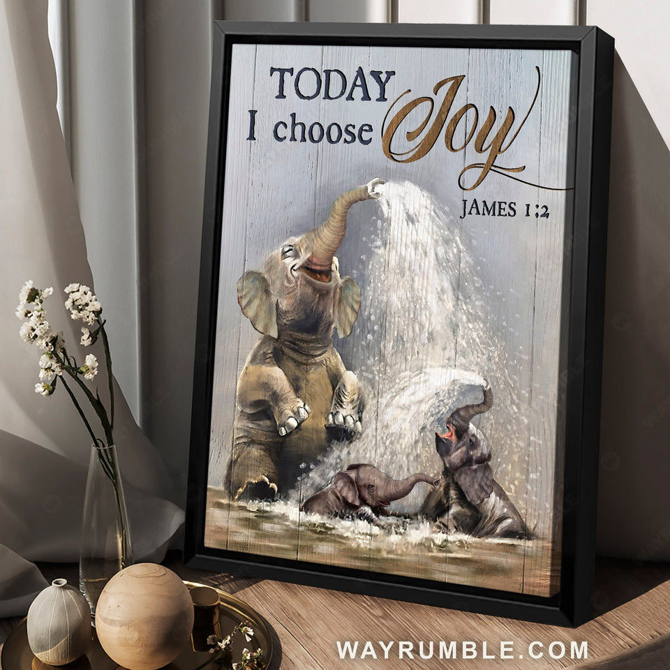 Elephant painting, Wild animal, Inspirational quote, Bible verse, Today I choose joy - Jesus Portrait Canvas Prints, Home Decor Wall Art