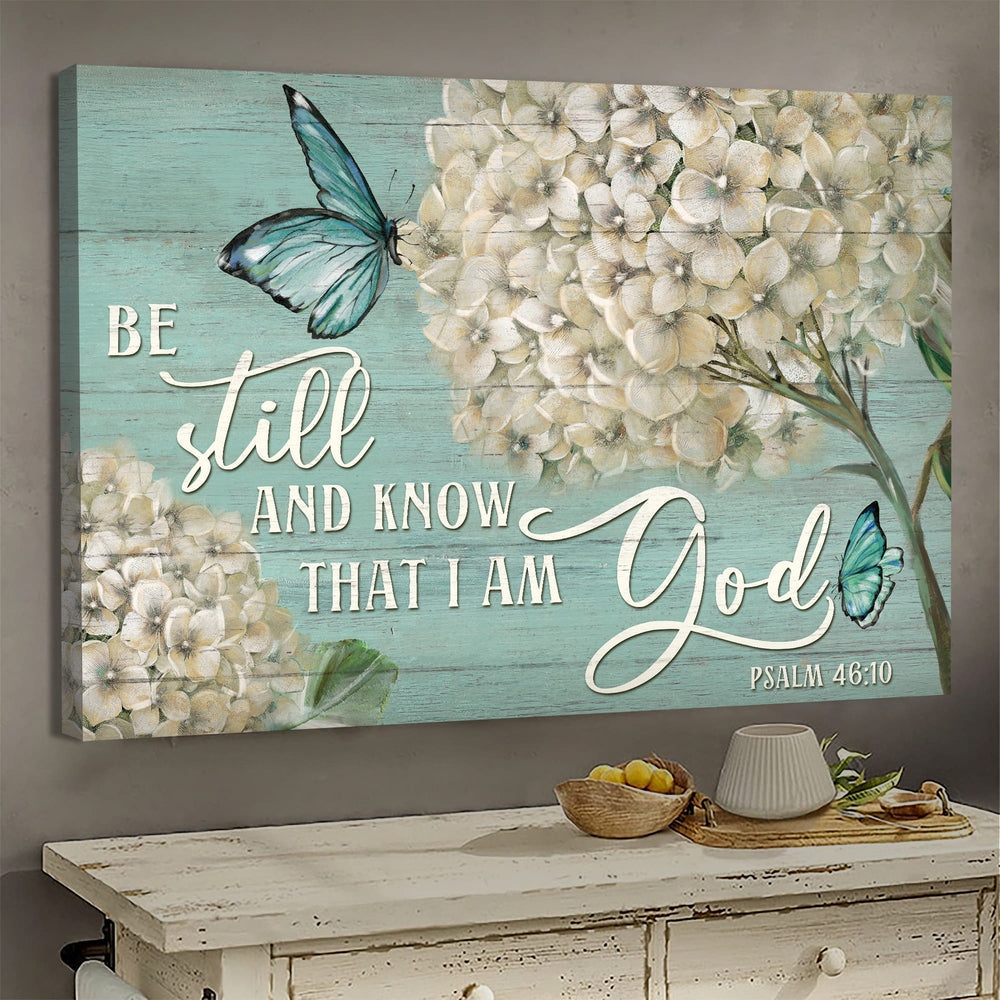White hydrangeas painting be still and know that i am God - Matte Canvas