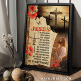 Jesus painting, Monarch butterfly, Red poppy flower, Jesus is my everything - Jesus Portrait Canvas Prints, Christian Wall Art