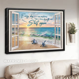 Beach painting, Sea turtles, Inspirational quote, Every day is a new beginning - Jesus Landscape Canvas Prints, Home Decor Wall Art