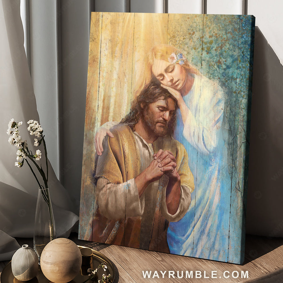 Inspirational painting, Abstract Jesus drawing, Religious gift, Beautiful woman - Jesus Portrait Canvas Prints, Christian Wall Art