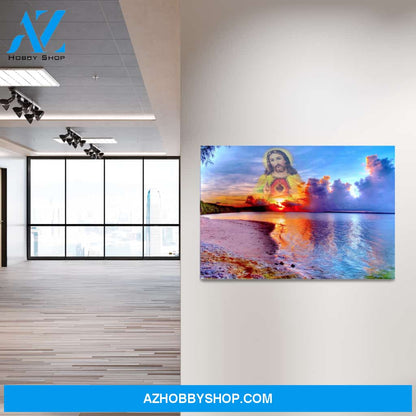 Jesus's Reflection in the Ocean Canvas Art, Jesus Canvas Print, Religious Home Decor, Christian Art, Catholic