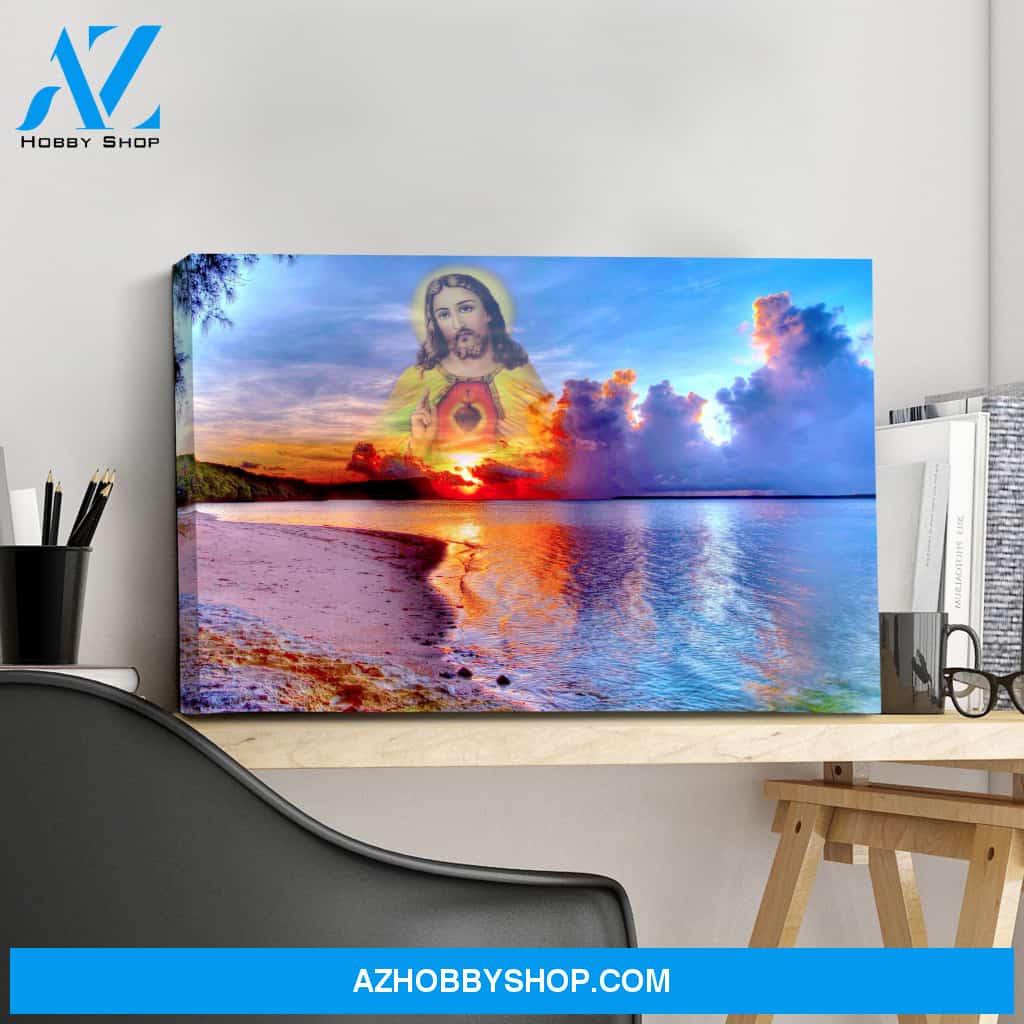Jesus's Reflection in the Ocean Canvas Art, Jesus Canvas Print, Religious Home Decor, Christian Art, Catholic