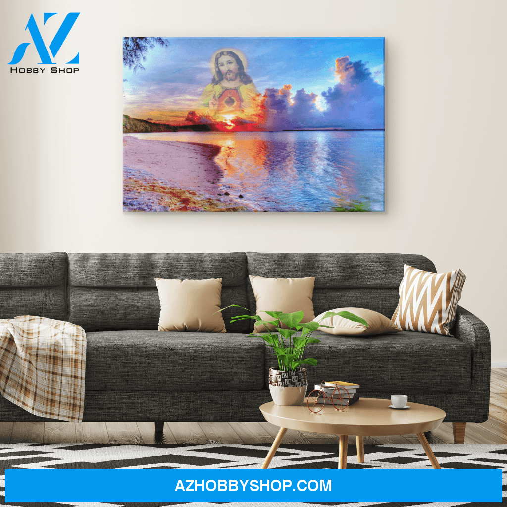 Jesus's Reflection in the Ocean Canvas Art, Jesus Canvas Print, Religious Home Decor, Christian Art, Catholic