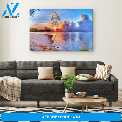 Jesus's Reflection in the Ocean Canvas Art, Jesus Canvas Print, Religious Home Decor, Christian Art, Catholic
