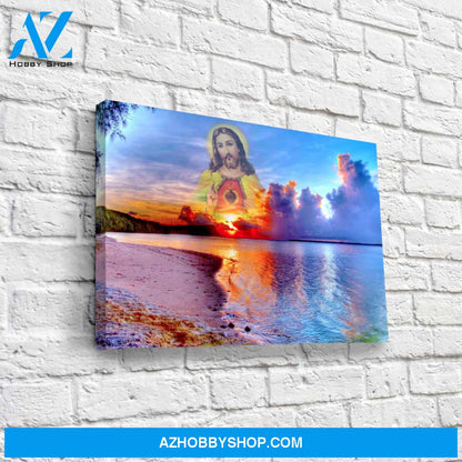 Jesus's Reflection in the Ocean Canvas Art, Jesus Canvas Print, Religious Home Decor, Christian Art, Catholic