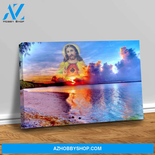 Jesus's Reflection in the Ocean Canvas Art, Jesus Canvas Print, Religious Home Decor, Christian Art, Catholic