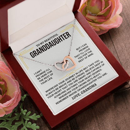 To My Granddaughter - Love Grandma - Beautiful Gift Set - Interlocking Hearts Necklace