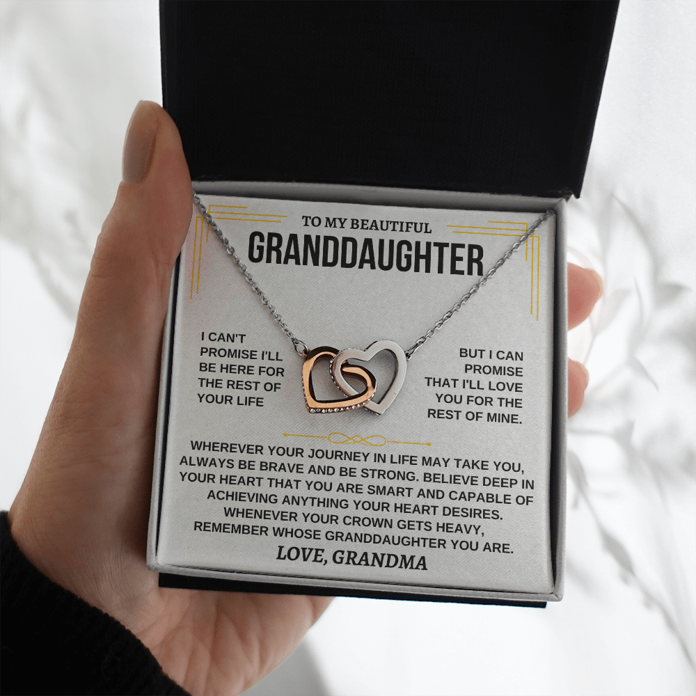 To My Granddaughter - Love Grandma - Beautiful Gift Set - Interlocking Hearts Necklace