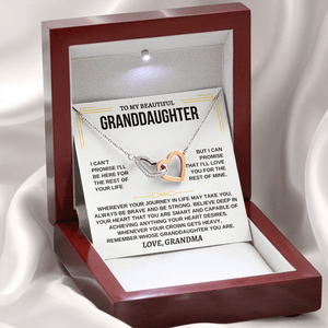 To My Granddaughter - Love Grandma - Beautiful Gift Set - Interlocking Hearts Necklace