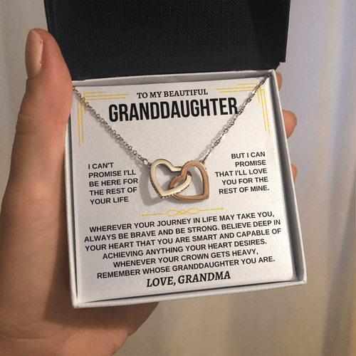 To My Granddaughter - Love Grandma - Beautiful Gift Set - Interlocking Hearts Necklace