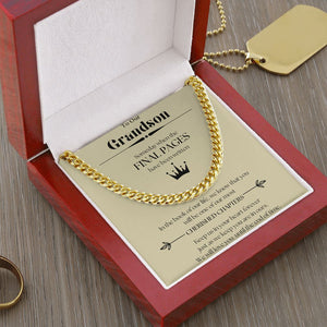 Cherished Chapters Cuban Chain Necklace Gift For Grandson Christmas Graduation Birthday Present For Men