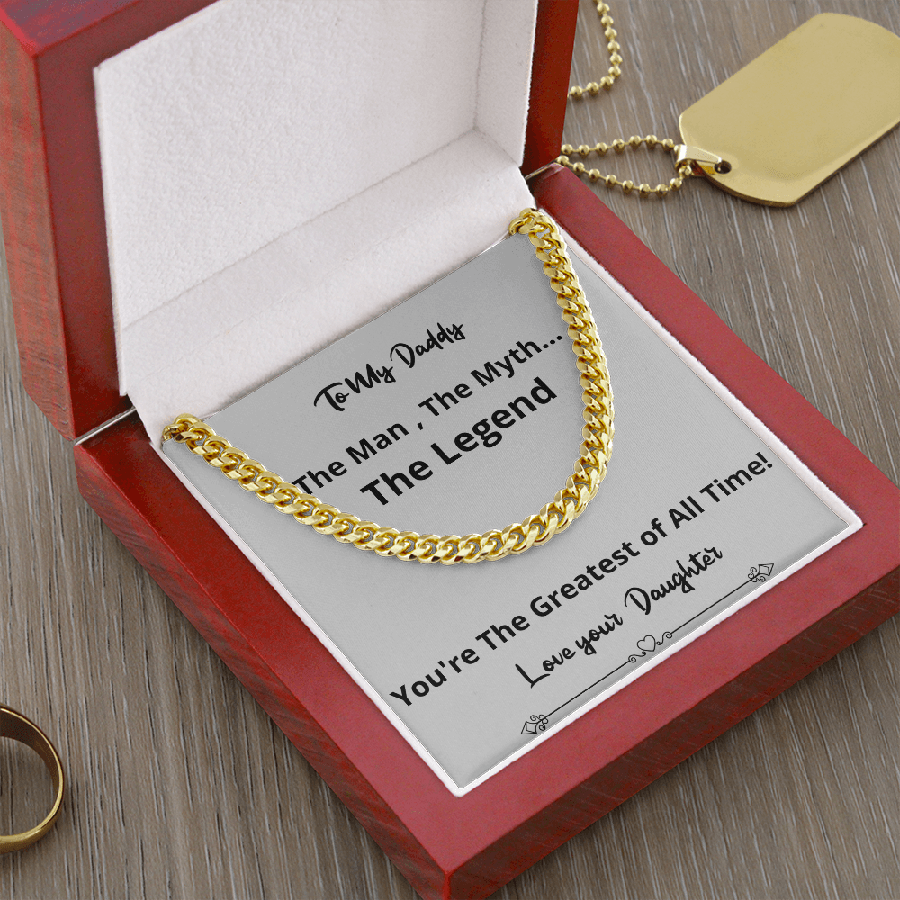 Greatest Of All Time Cuban Chain Fathers Day Birthday Gift For Men Christmas Valentines Present From Daughter