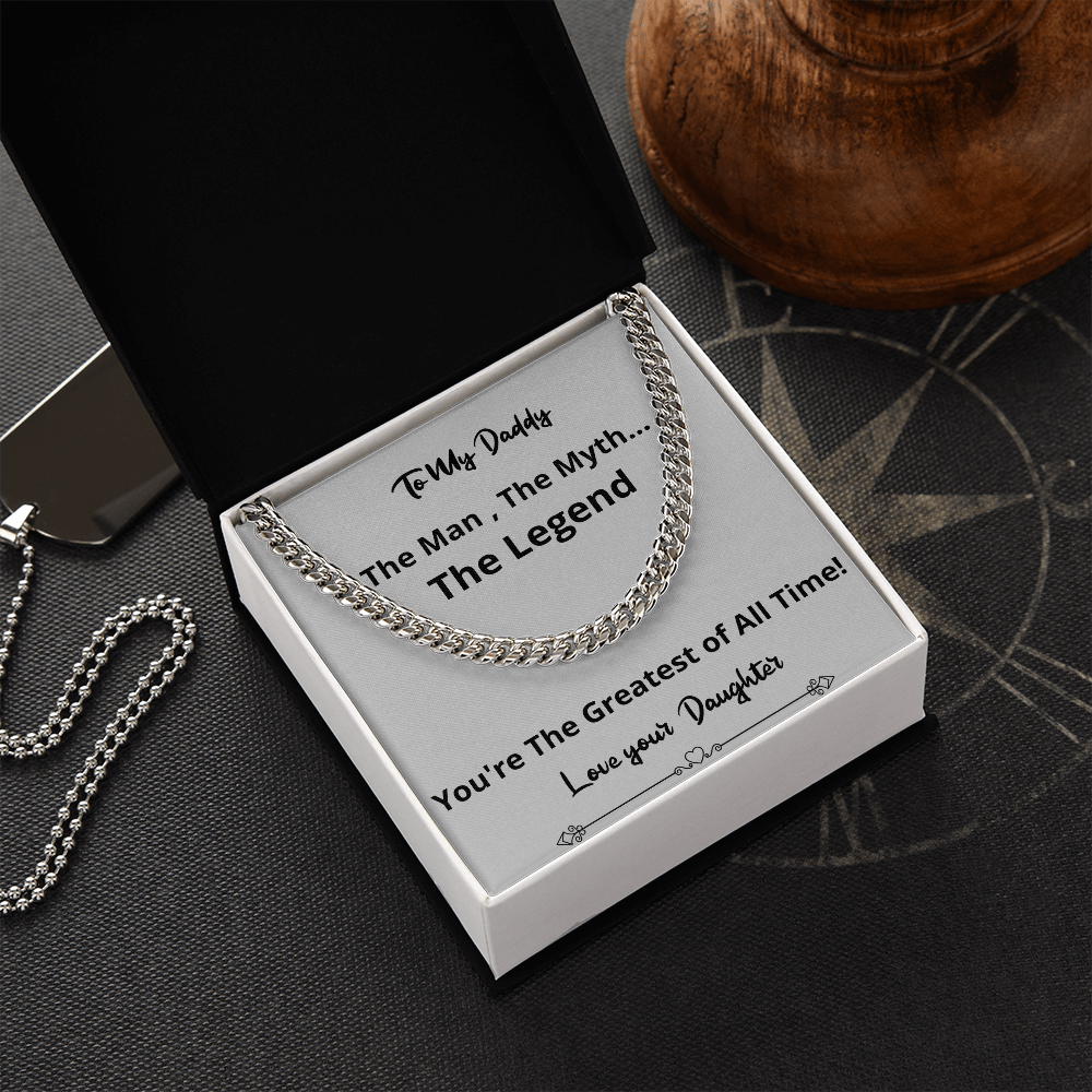 Greatest Of All Time Cuban Chain Fathers Day Birthday Gift For Men Christmas Valentines Present From Daughter