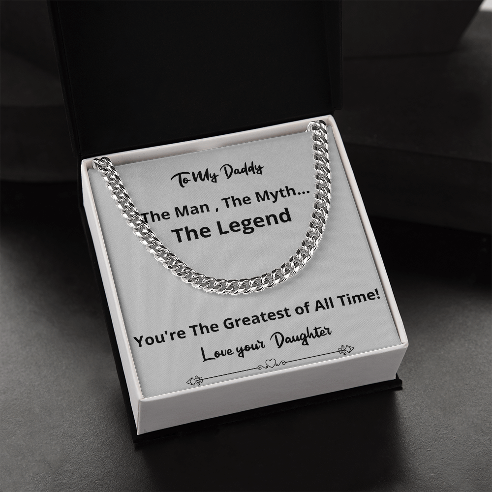 Greatest Of All Time Cuban Chain Fathers Day Birthday Gift For Men Christmas Valentines Present From Daughter