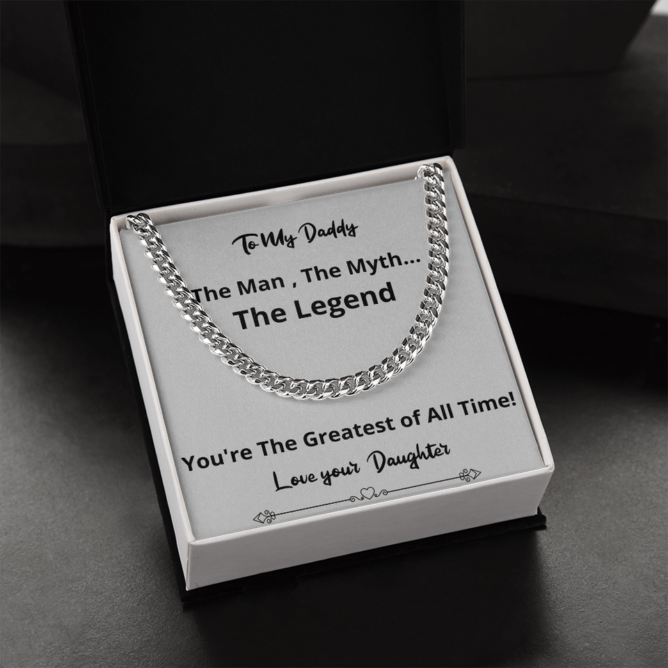 Greatest Of All Time Cuban Chain Fathers Day Birthday Gift For Men Christmas Valentines Present From Daughter