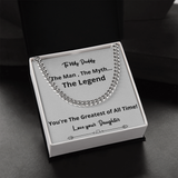 Greatest Of All Time Cuban Chain Fathers Day Birthday Gift For Men Christmas Valentines Present From Daughter
