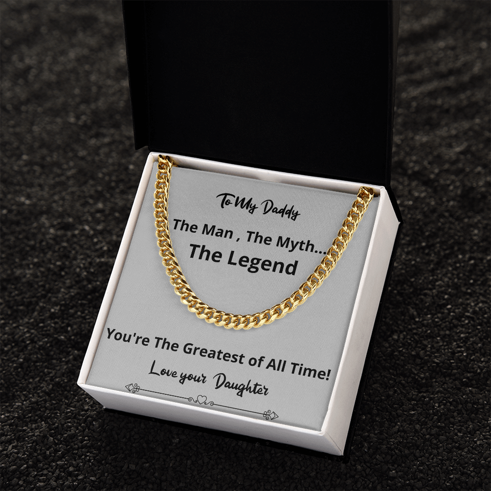 Greatest Of All Time Cuban Chain Fathers Day Birthday Gift For Men Christmas Valentines Present From Daughter