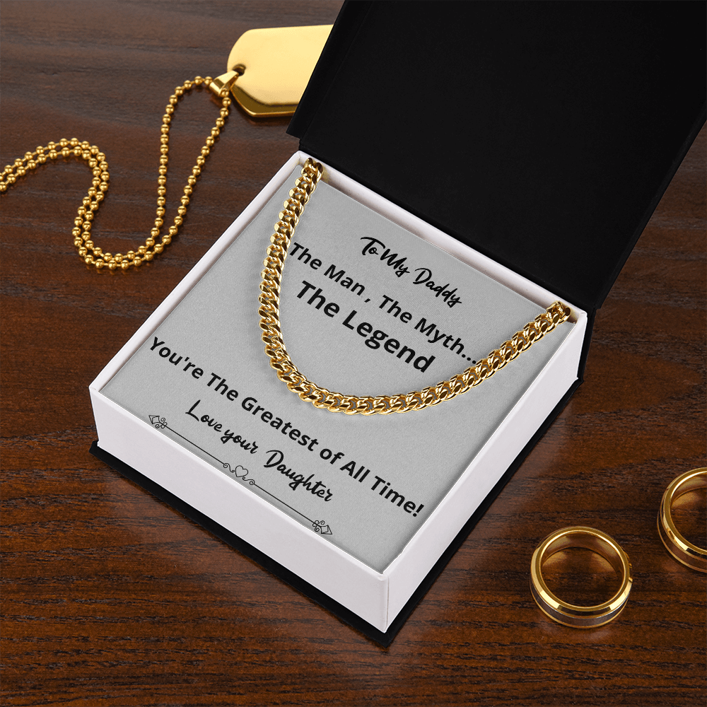 Greatest Of All Time Cuban Chain Fathers Day Birthday Gift For Men Christmas Valentines Present From Daughter