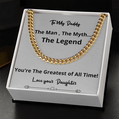 Greatest Of All Time Cuban Chain Fathers Day Birthday Gift For Men Christmas Valentines Present From Daughter