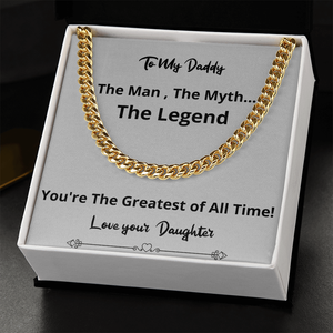 Greatest Of All Time Cuban Chain Fathers Day Birthday Gift For Men Christmas Valentines Present From Daughter