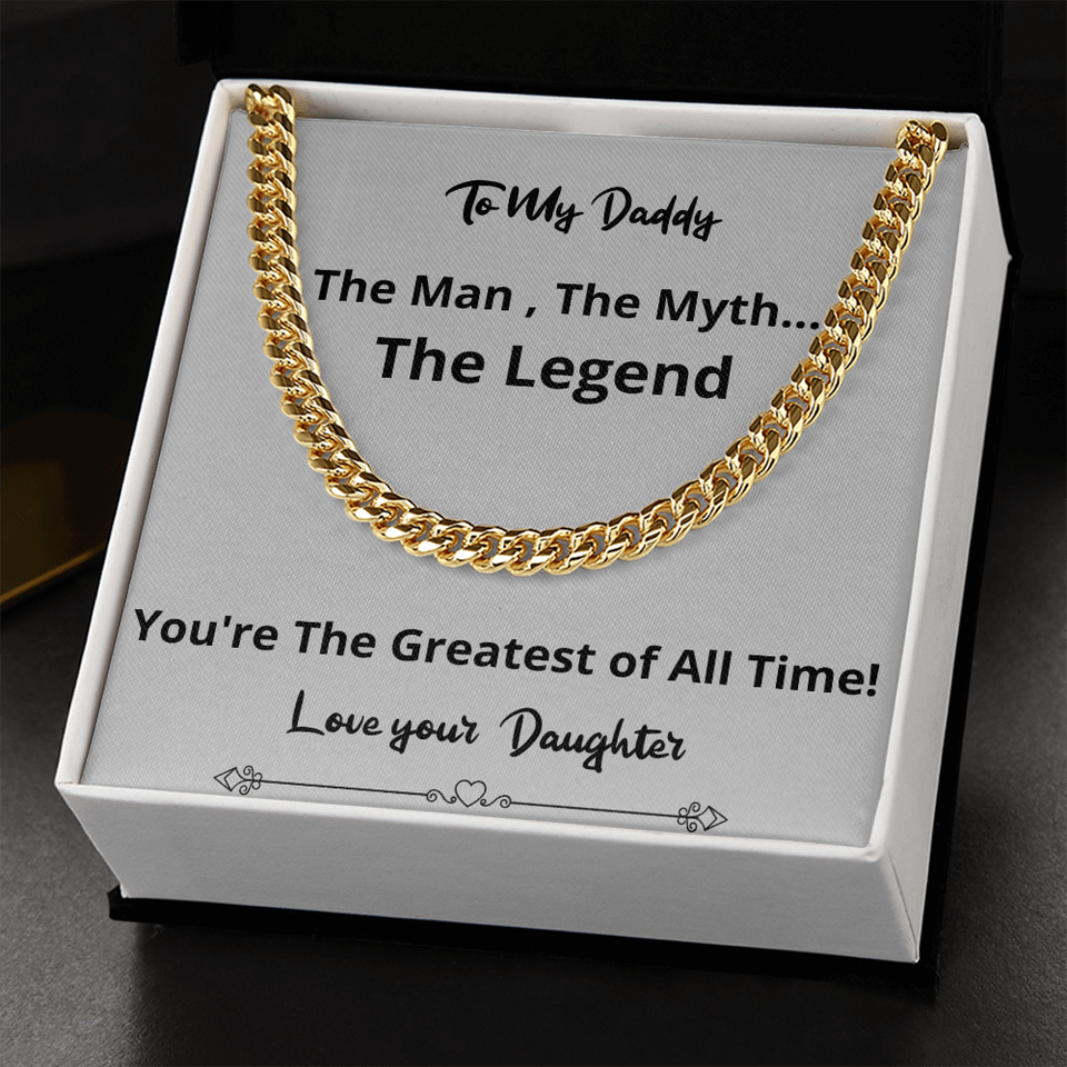 Greatest Of All Time Cuban Chain Fathers Day Birthday Gift For Men Christmas Valentines Present From Daughter