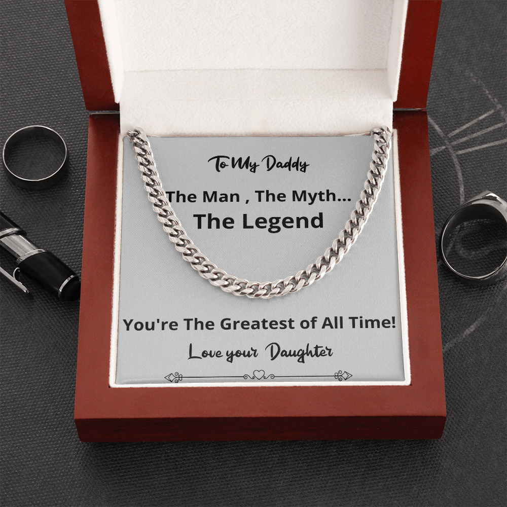 Greatest Of All Time Cuban Chain Fathers Day Birthday Gift For Men Christmas Valentines Present From Daughter