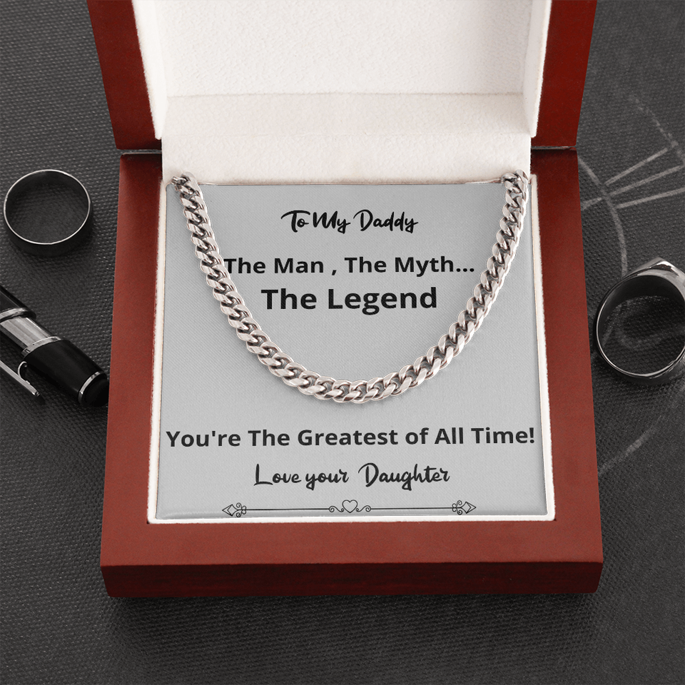 Greatest Of All Time Cuban Chain Fathers Day Birthday Gift For Men Christmas Valentines Present From Daughter