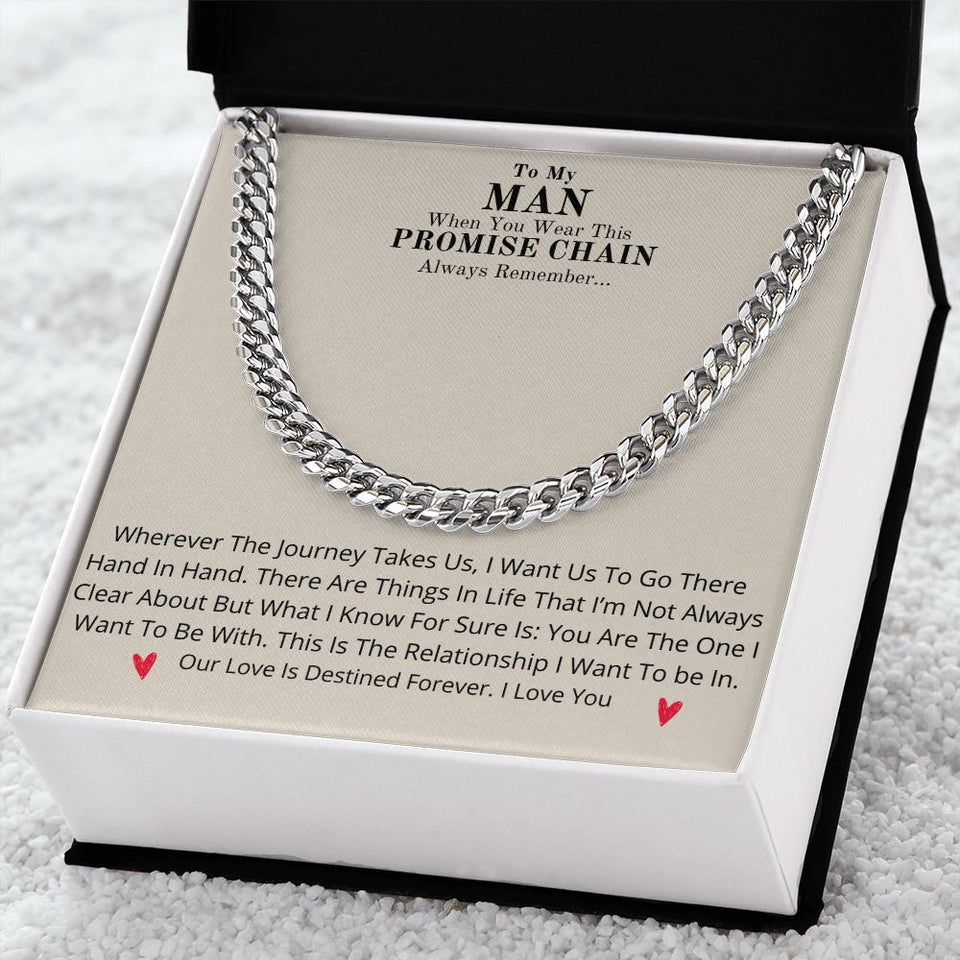 Our Journey Cuban Link Chain Gift For Men Anniversary Christmas Birthday Present For Husband Boyfriend Fiance