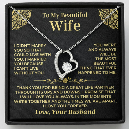 To My Beautiful Wife - Forever Love Gift Necklace, Necklace for Wife