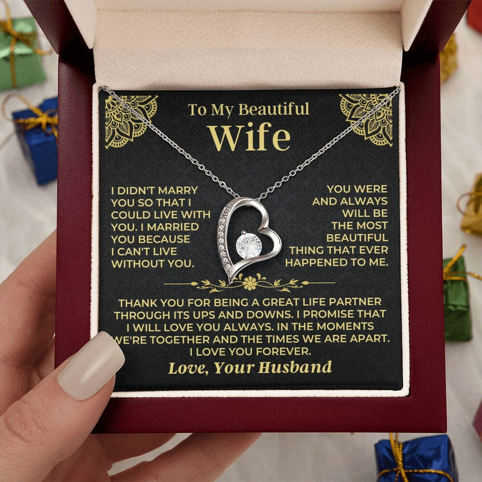 To My Beautiful Wife - Forever Love Gift Necklace, Necklace for Wife