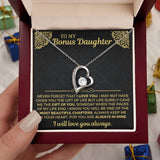 To My Bonus Daughter Necklace - Forever Love Gift Set - Necklace for Daughter from Dad, Mom
