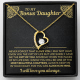 To My Bonus Daughter Necklace - Forever Love Gift Set - Necklace for Daughter from Dad, Mom