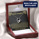 To My Bonus Daughter Necklace - Forever Love Gift Set - Necklace for Daughter from Dad, Mom