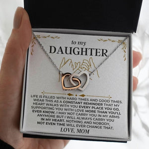 Necklace To My Daughter from Mom - Beautiful Gift Set for Daughter, InterLocking Hearts Necklace