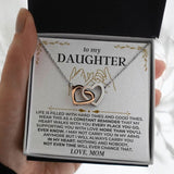 Necklace To My Daughter from Mom - Beautiful Gift Set for Daughter, InterLocking Hearts Necklace