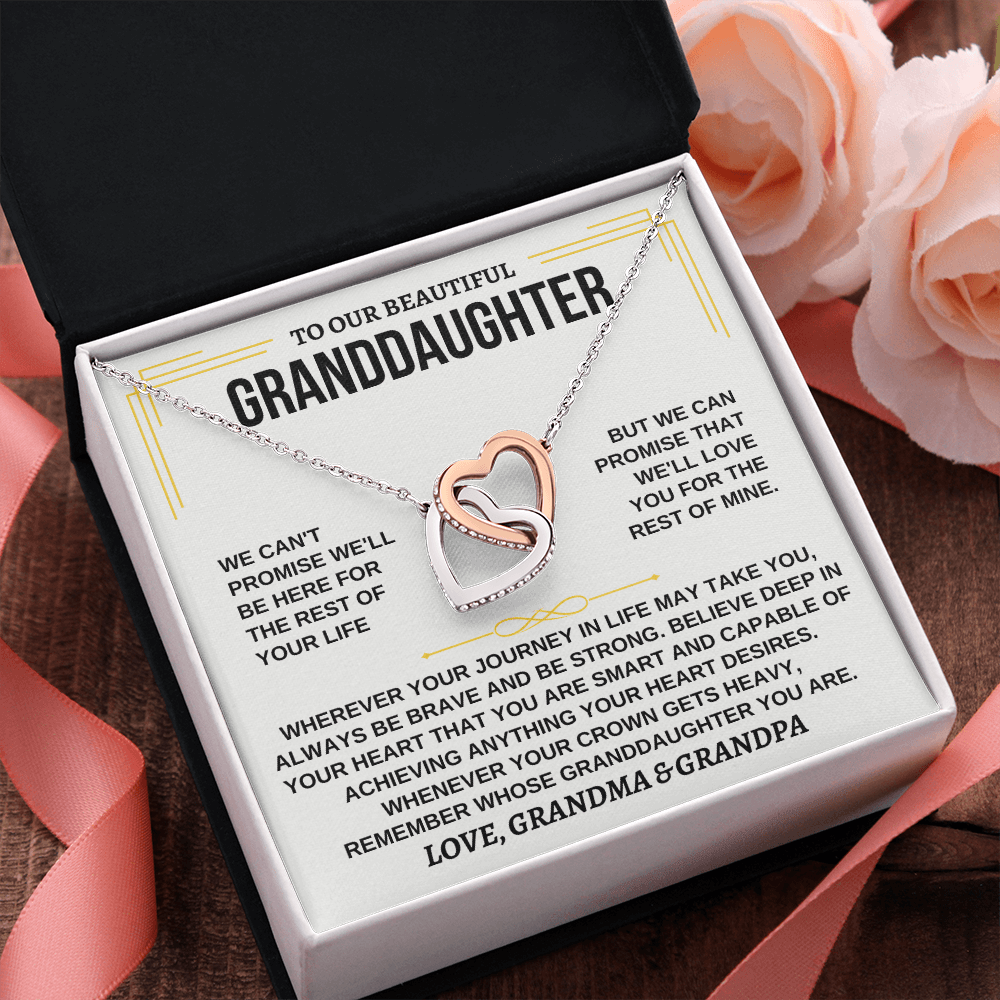 To My Granddaughter Necklace - Personalized Beautiful Gift Set - Love, Grandma, Necklace for Granddaughter, Interlocking Hearts Necklace