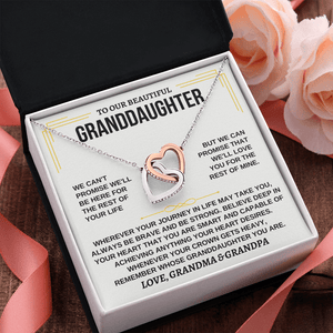 To My Granddaughter Necklace - Personalized Beautiful Gift Set - Love, Grandma, Necklace for Granddaughter, Interlocking Hearts Necklace